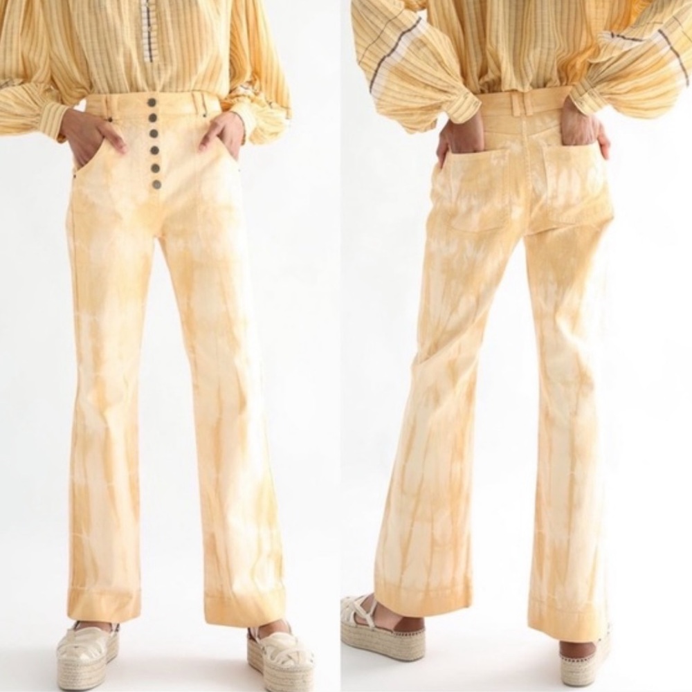 Ulla Johnson Milo Jean in Wheat Tie Dye High Waist 4